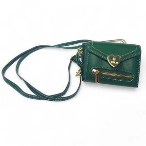 POLA For Samsung Galaxy Z Flip 5 Case Wallet Crossbody Green Leather Card Holder